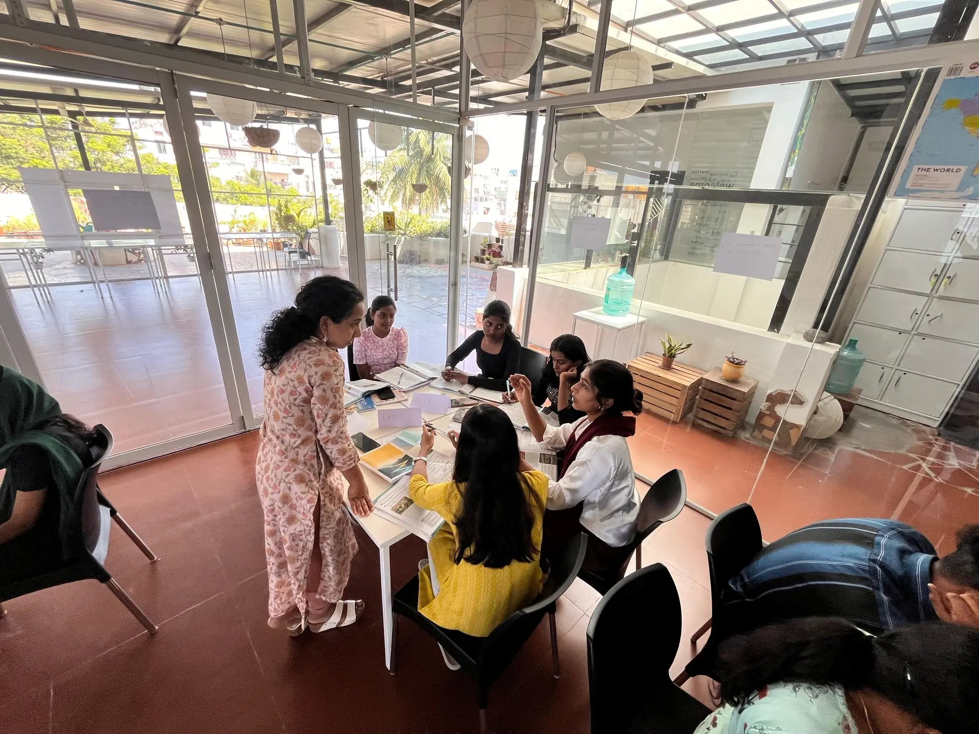 A group activity in a German class